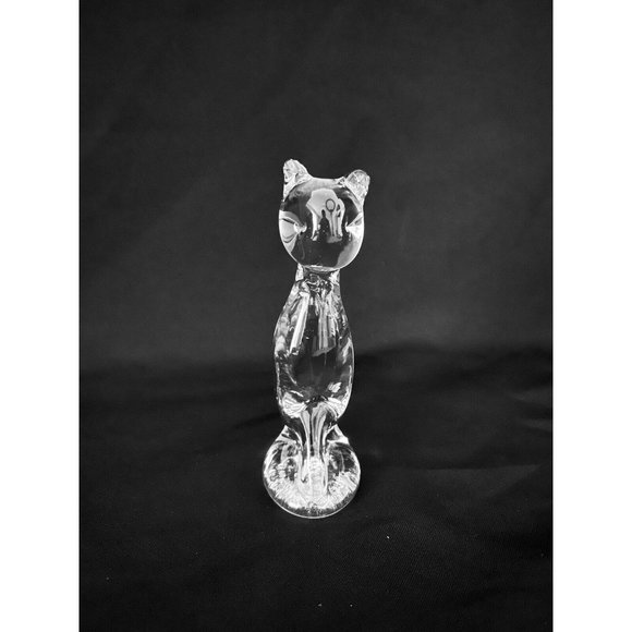 Vintage Pilgrim Glass Handmade Cat Figurine Clear Art Glass - Picture 11 of 12